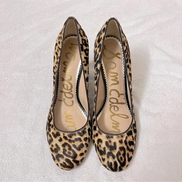 Sam Edelman Stillson Leopard Print Calf Hair Block Heel Size 8 - Picture 2 of 8